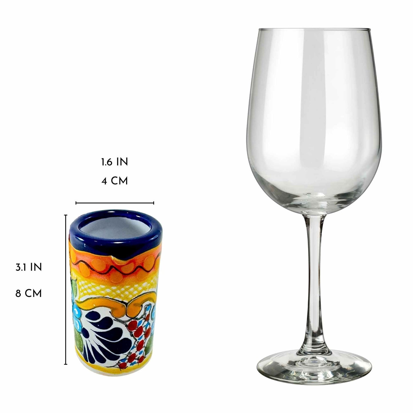 Tequileros de Cerámica de Talavera 100% Artesanal (Colonial, 2 Oz.) - MAREY - Vaso Tequilero