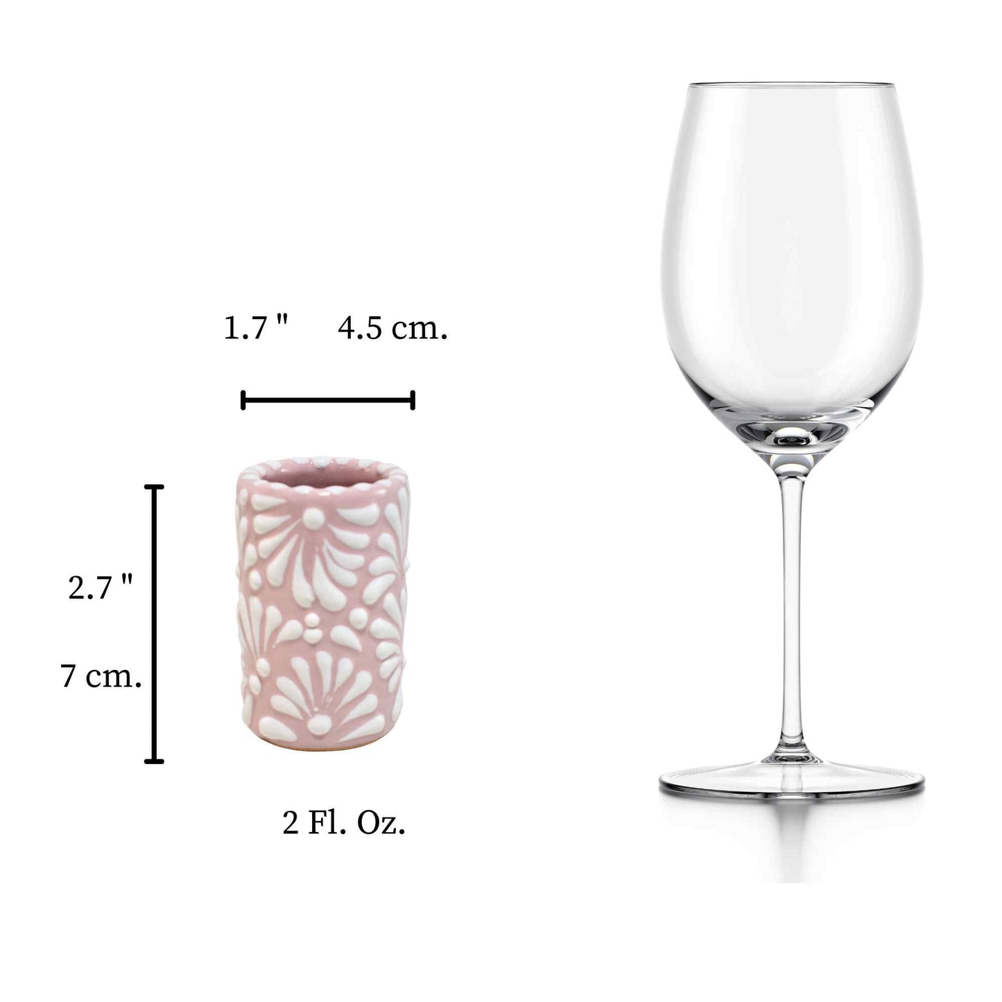 Vasos Tequileros | Cerámica de Talavera | (Rosa, 2 Oz.) - MAREY - Vaso Tequilero
