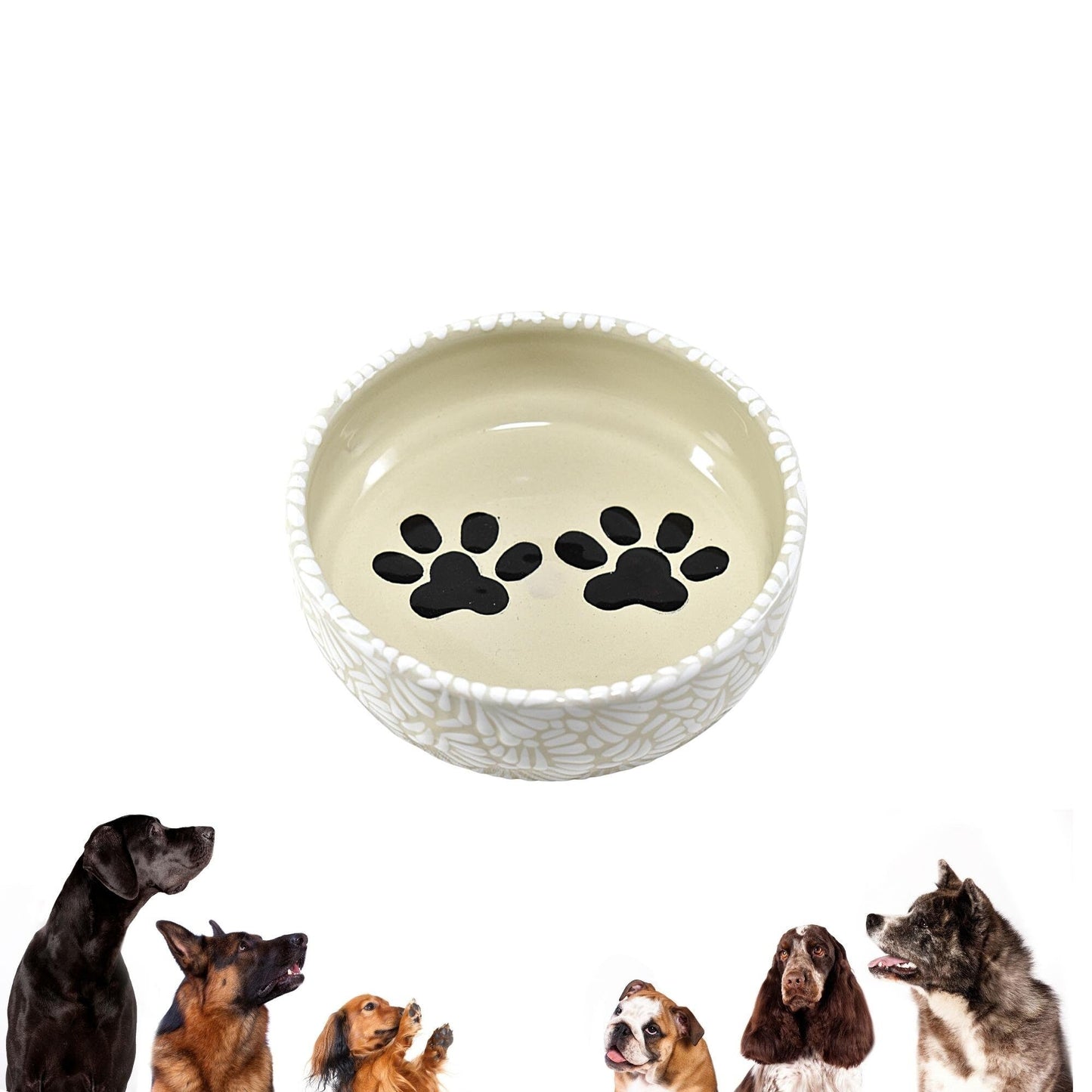 Plato Tazón de Alimento Para Mascotas | Talavera Poblana| Personalizable con el nombre de tu mascota | Moka, Mediano (15 cm Diam. x 5 cm Alt.) - MAREY - Plato