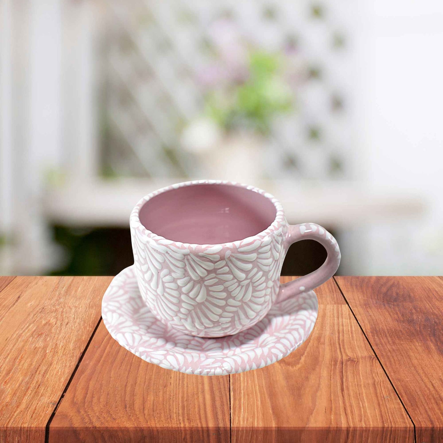Taza de Café | Cerámica de Talavera | Hecho en Puebla, México | (Rosa, 12 Oz.) - MAREY - taza para cafe