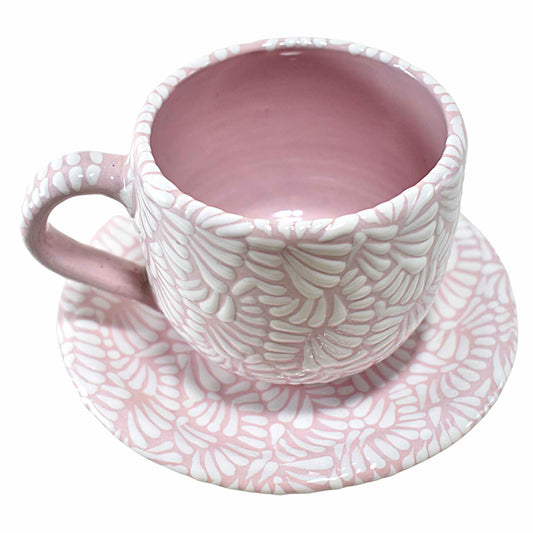 Taza de Café | Cerámica de Talavera | Hecho en Puebla, México | (Rosa, 12 Oz.) - MAREY - taza para cafe