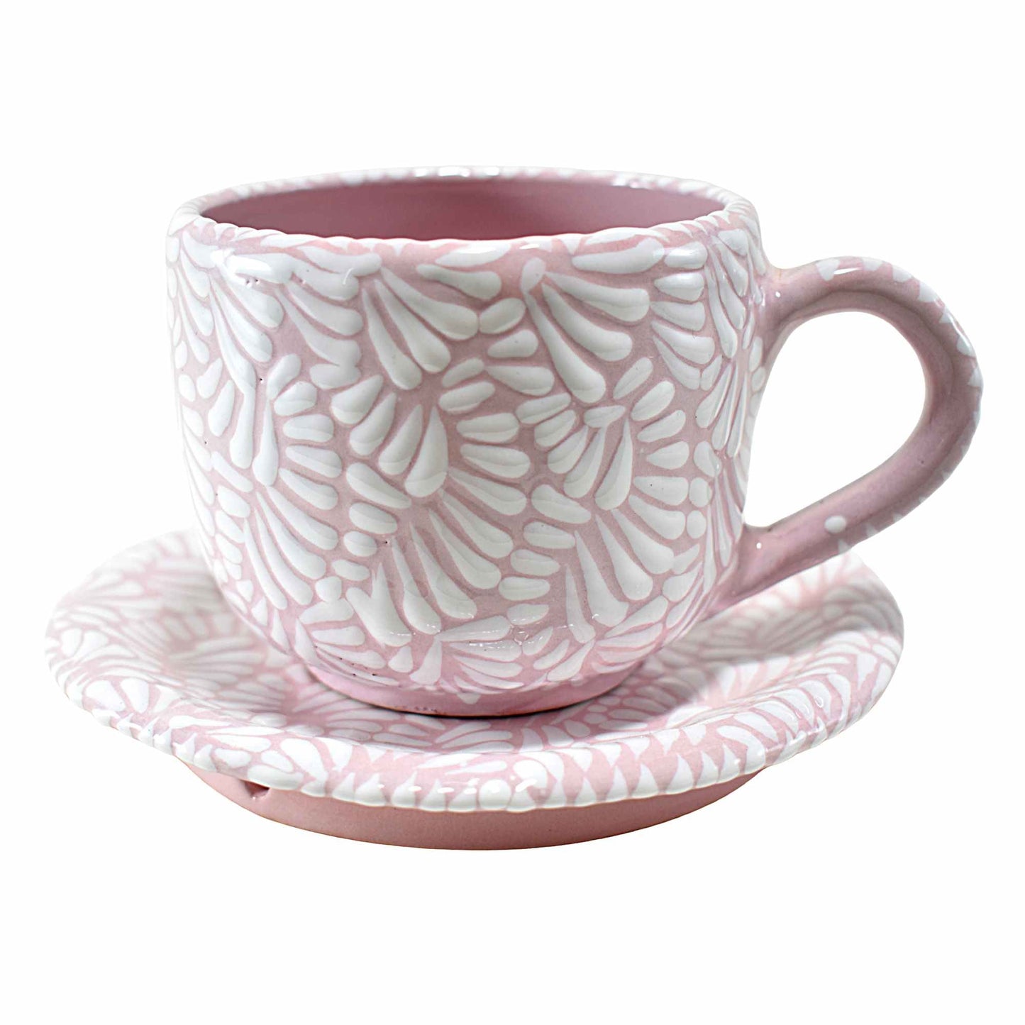 Taza de Café | Cerámica de Talavera | Hecho en Puebla, México | (Rosa, 12 Oz.) - MAREY - taza para cafe