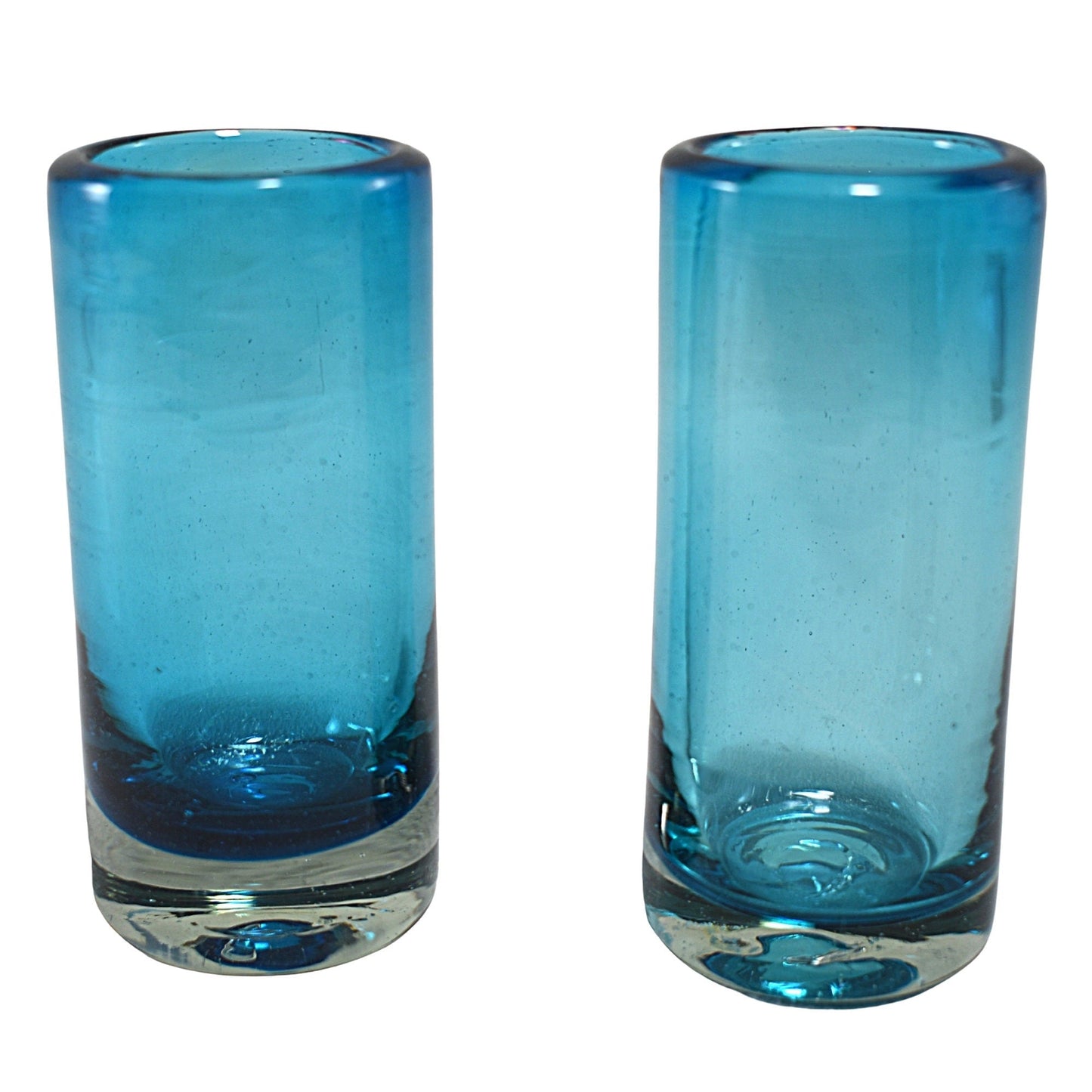 Vasos Tequileros | Vidrio Soplado Artesanalmente en México | Set de 6 Piezas | (Aqua, 2 Oz.) - MAREY -