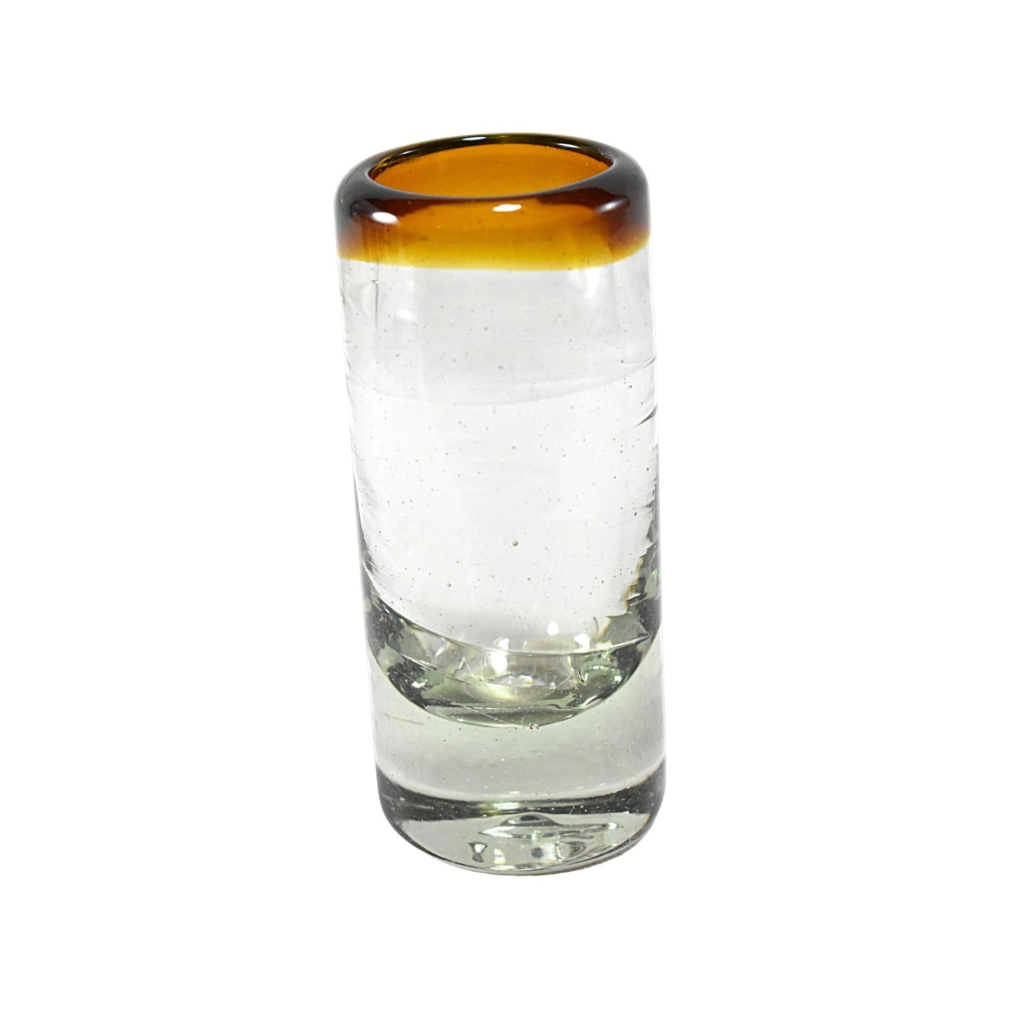 Vasos Tequileros | Vidrio Soplado Artesanalmente en México | Set de 6 Piezas | (Filo Ámbar, 2 Oz.) - MAREY -