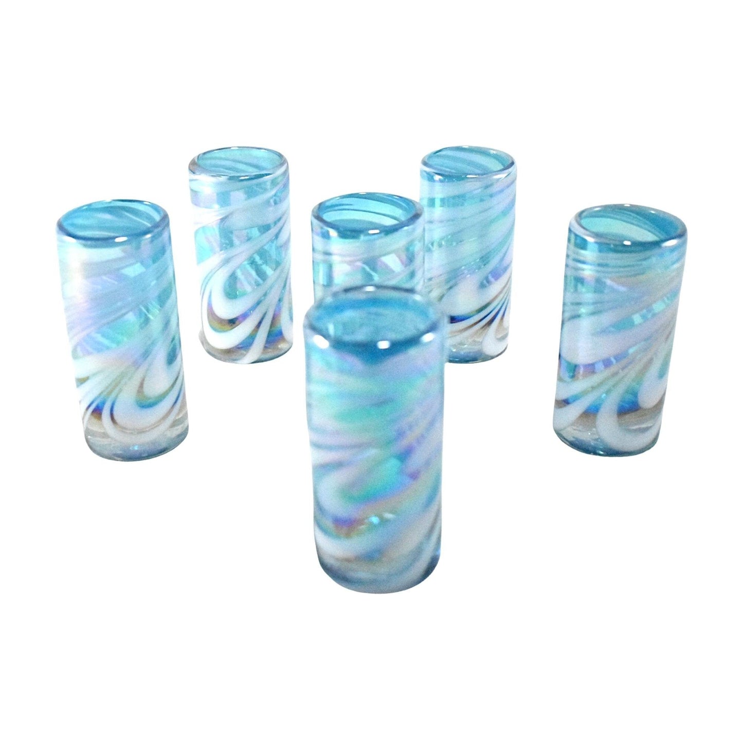 Vasos Tequileros | Vidrio Soplado Artesanalmente en México | Set de 6 Piezas | (Poseidon, 2 Oz.) - MAREY -