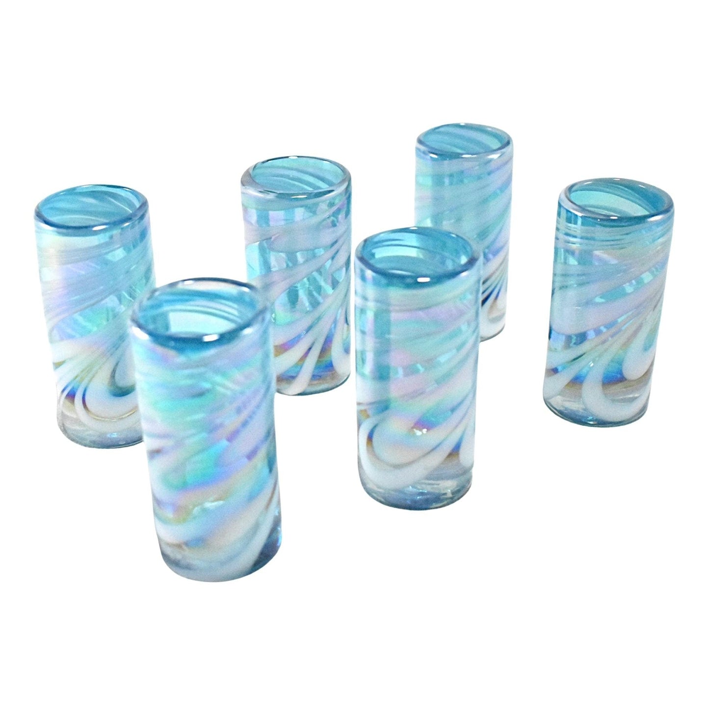 Vasos Tequileros | Vidrio Soplado Artesanalmente en México | Set de 6 Piezas | (Poseidon, 2 Oz.) - MAREY -