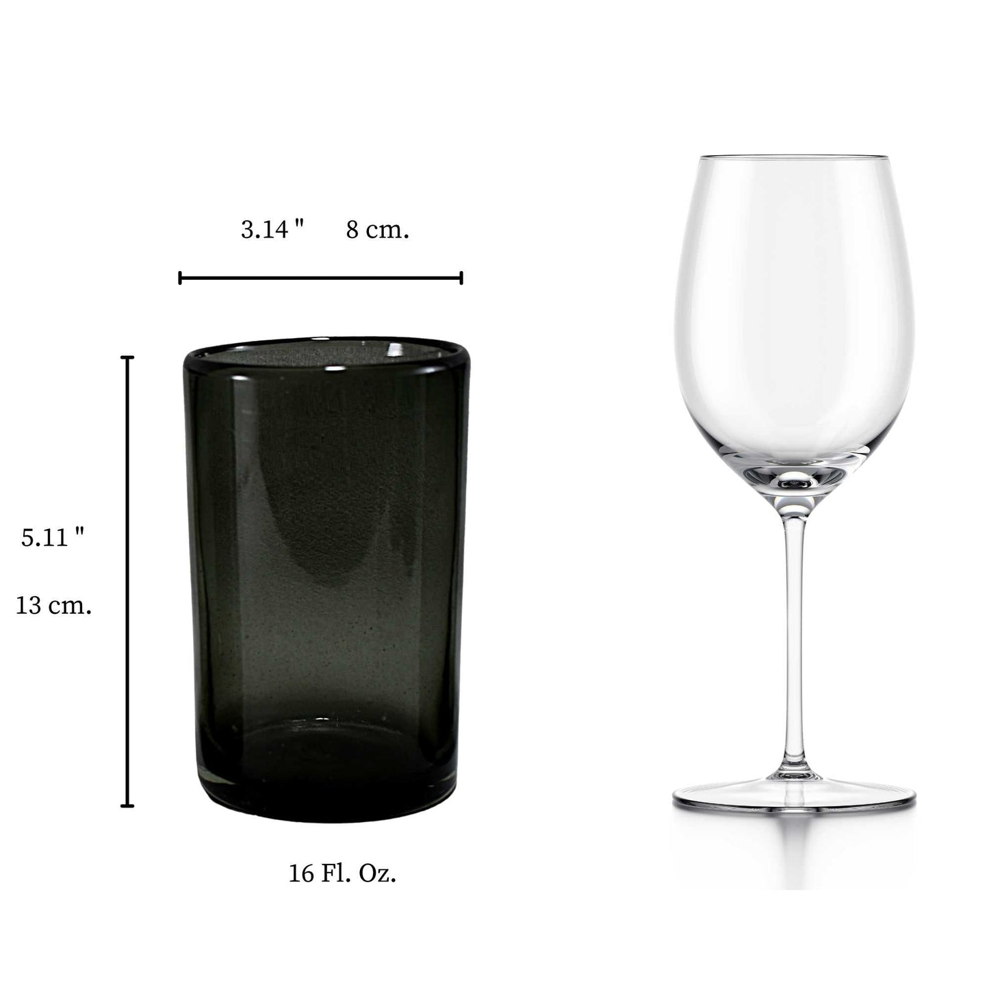 Vasos Vidrio Soplado Para Agua | Hechos Artesanalmente en México | (Humo, Agua 16 Oz.) - MAREY - Glasses
