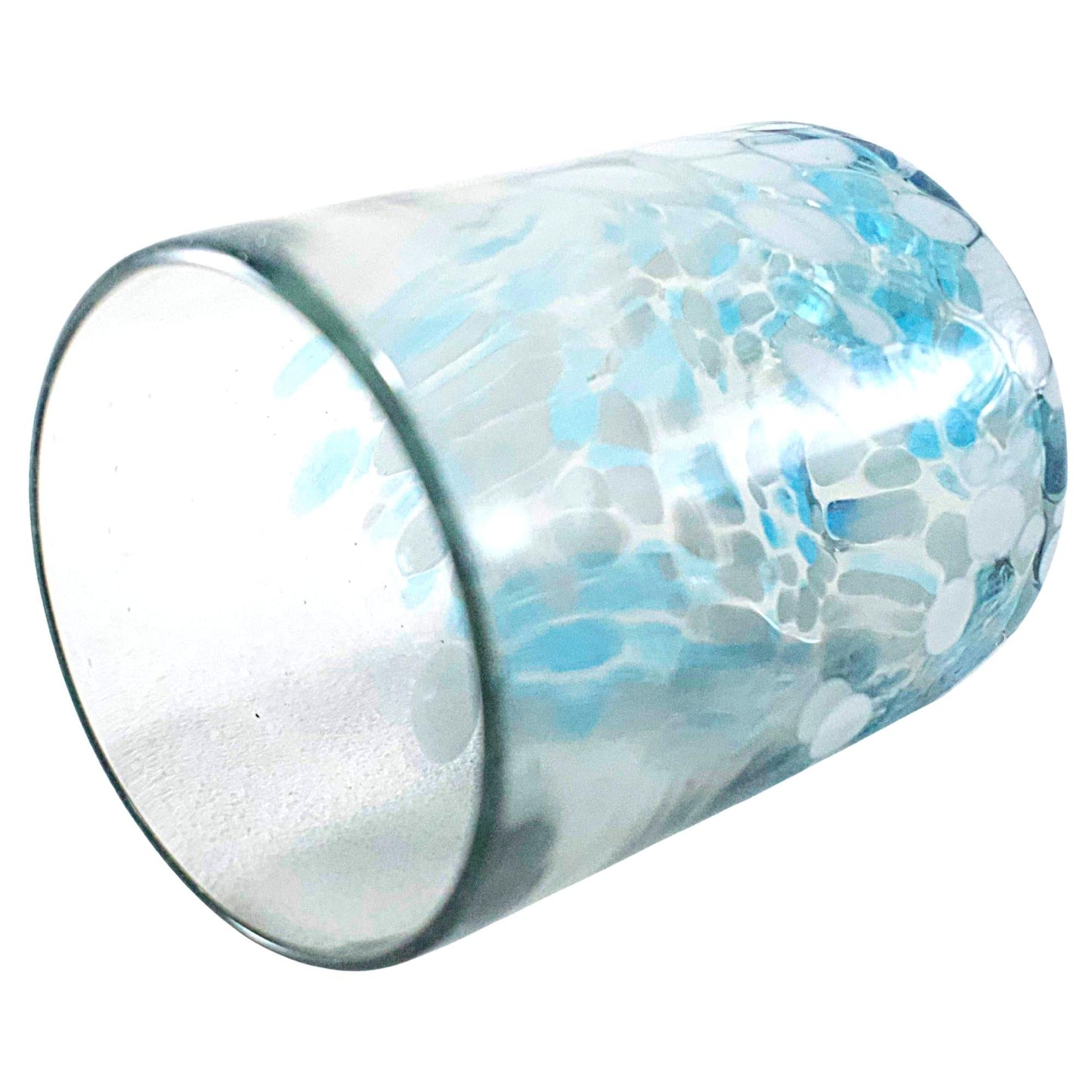 Vasos Vidrio Soplado Para Agua | Set de 6 Piezas | Hechos Artesanalmente en México | (Confetti Cielo, 10 Oz.) - MAREY -