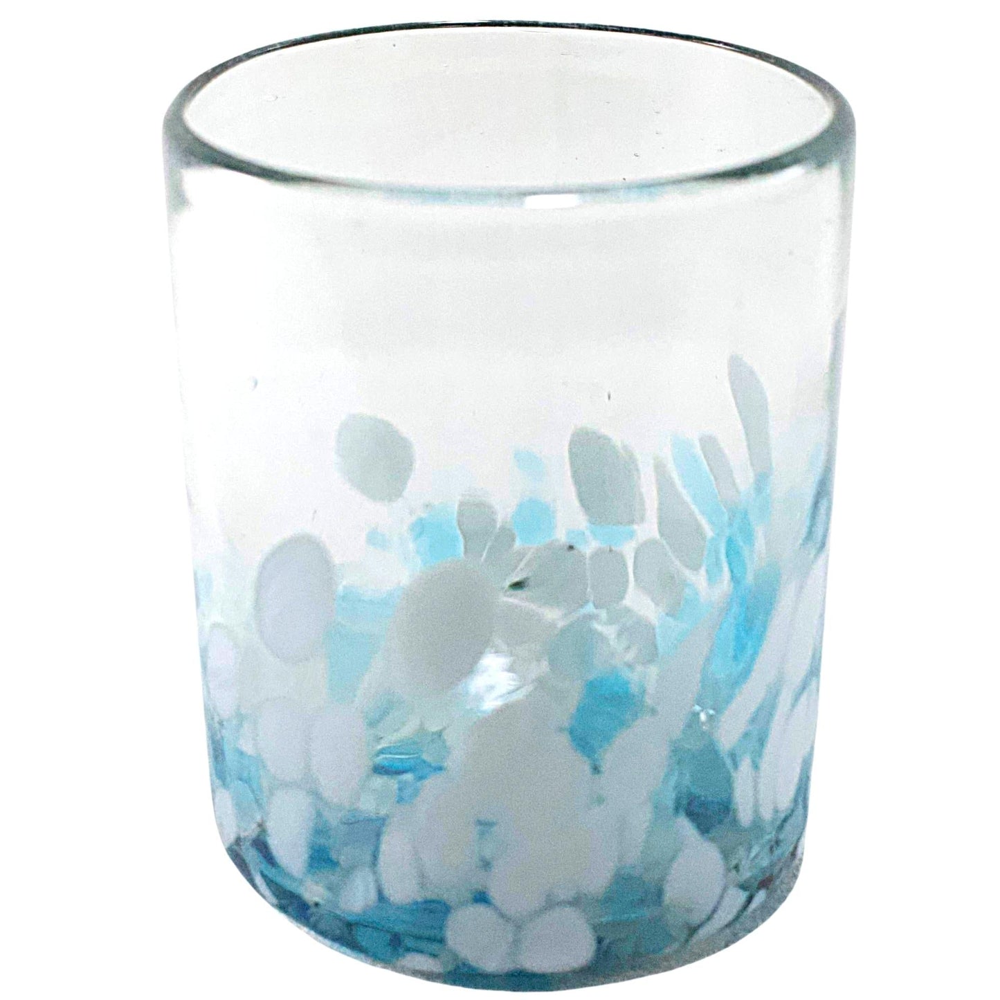 Vasos Vidrio Soplado Para Agua | Set de 6 Piezas | Hechos Artesanalmente en México | (Confetti Cielo, 10 Oz.) - MAREY -