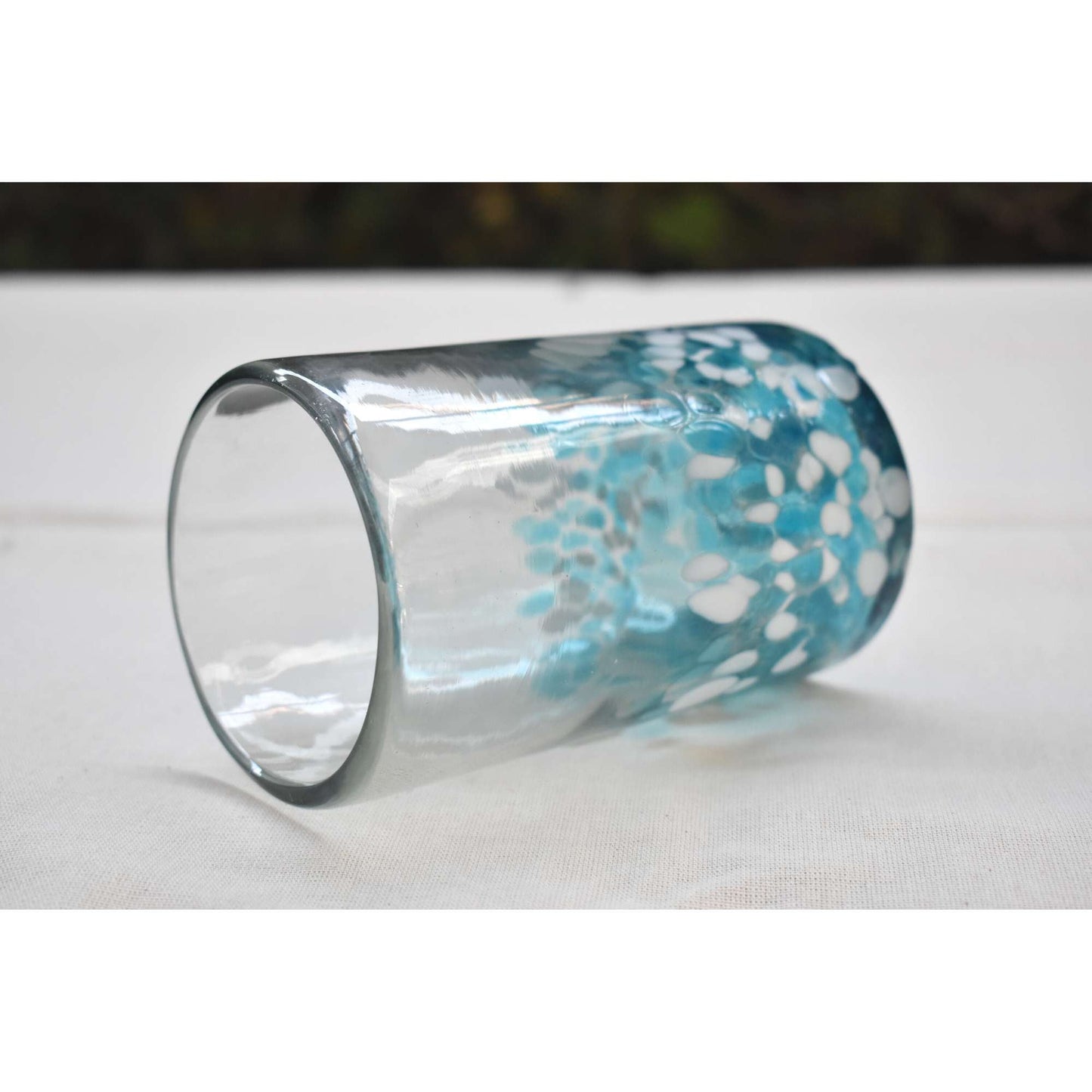 Vasos Vidrio Soplado Para Agua | Set de 6 Piezas | Hechos Artesanalmente en México | (Confetti Cielo, 16 Oz.) - MAREY - Vaso
