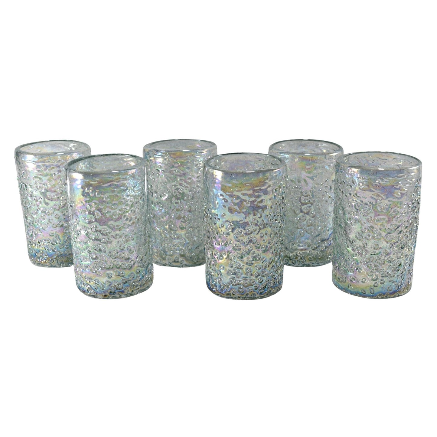 Vasos Vidrio Soplado Para Agua | Set de 6 Piezas | Hechos Artesanalmente en México | Vidrio Reciclado | Artesanal | (Granizo Pearly, 16 Oz.) - MAREY -
