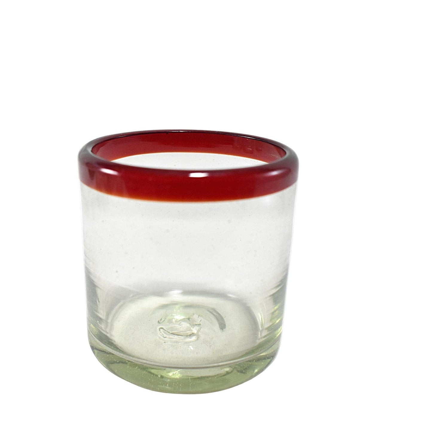Vasos Vidrio Soplado Para Agua | Set de 6 Piezas | (Posta Rojo, Old Fashioned 8 Oz.) - MAREY -