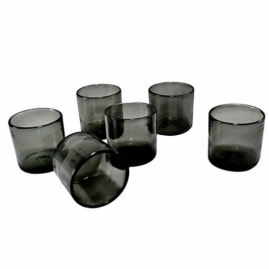 Vasos Vidrio Soplado | Set de 6 Piezas | Hechos Artesanalmente en México | Old Fashioned (Humo, 8 Oz.) - MAREY -