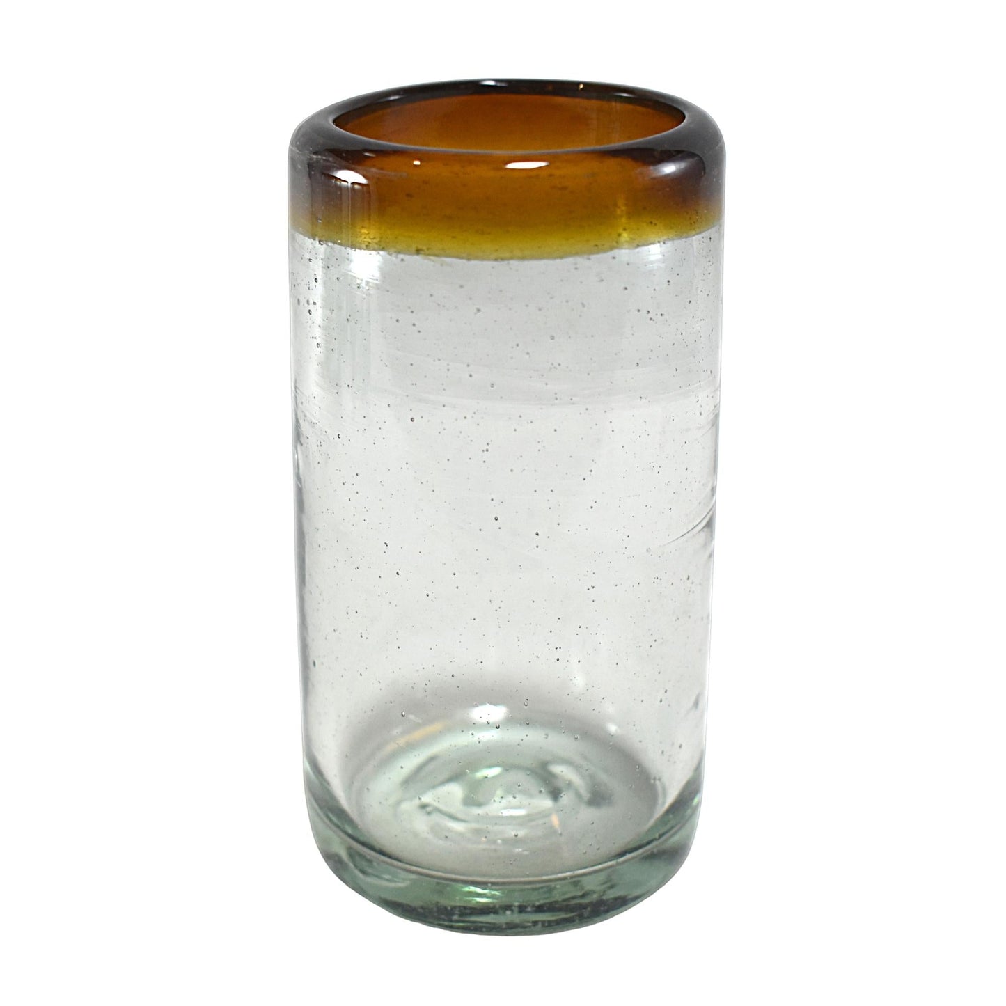 Vasos Vidrio Soplado | Vaso Jugo | Set de 6 Piezas | Hechos Artesanalmente en México | (Filo Ámbar, 8 Oz.) - MAREY -