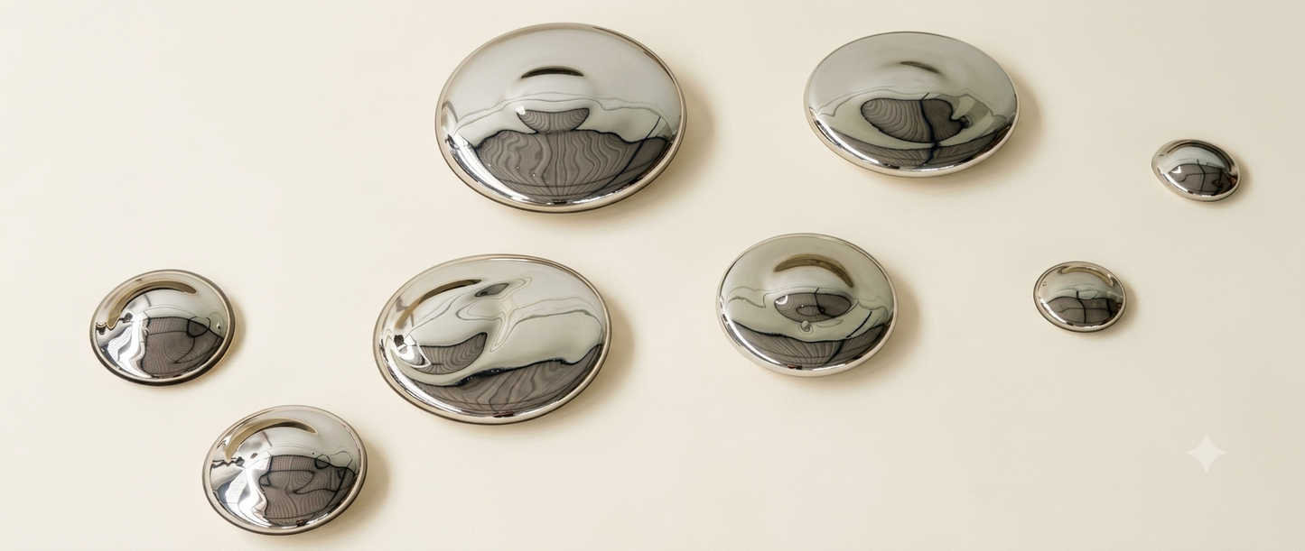 Mural de Piedras Plateadas de Vidrio Soplado | Decoración de Muro | Hecho en México | (Set de 8 Piezas)