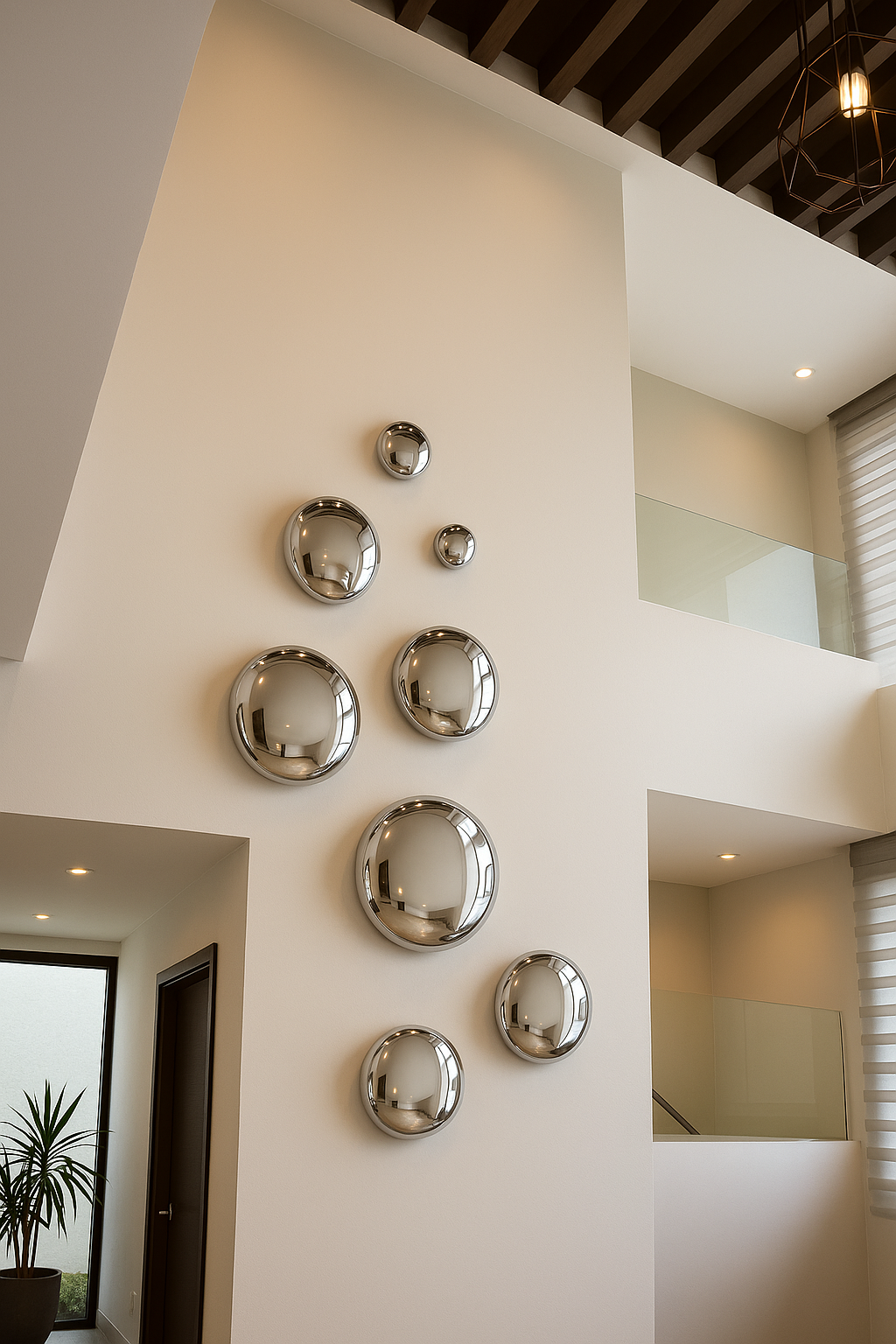 Mural de Piedras Plateadas de Vidrio Soplado | Decoración de Muro | Hecho en México | (Set de 8 Piezas)
