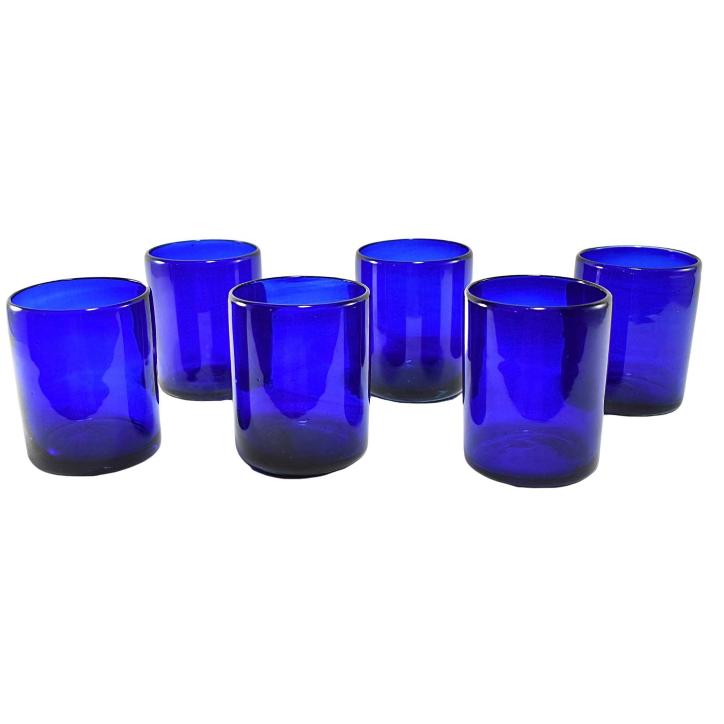 Vasos Vidrio Soplado | Artesanales | (Azul Cobalto, Old Fashioned 10 Oz.)
