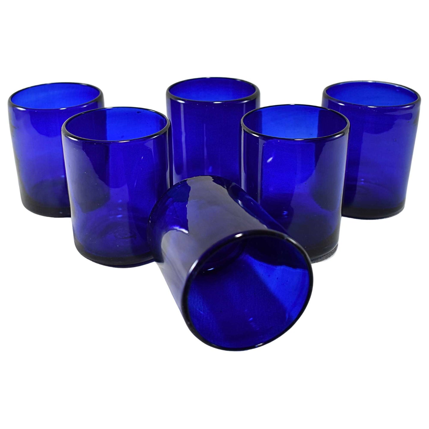 Vasos Vidrio Soplado | Artesanales | (Azul Cobalto, Old Fashioned 10 Oz.)