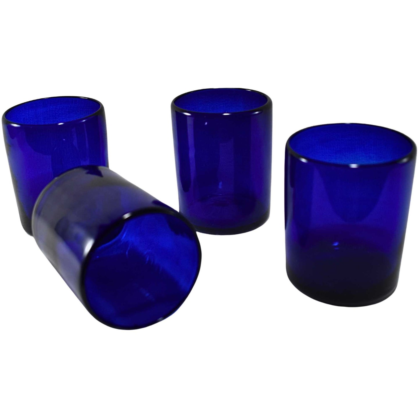 Vasos Vidrio Soplado | Artesanales | (Azul Cobalto, Old Fashioned 10 Oz.)