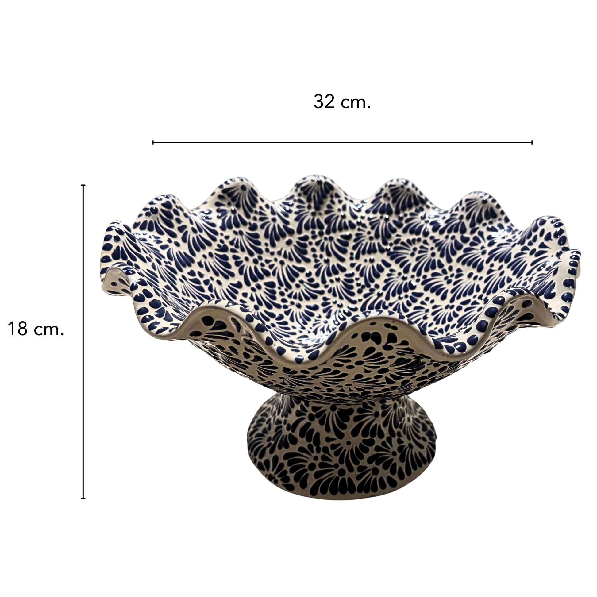 Frutero de Cerámica de Talavera | Hecho en Puebla, México | (Decorado Azul) - MAREY - Bowl