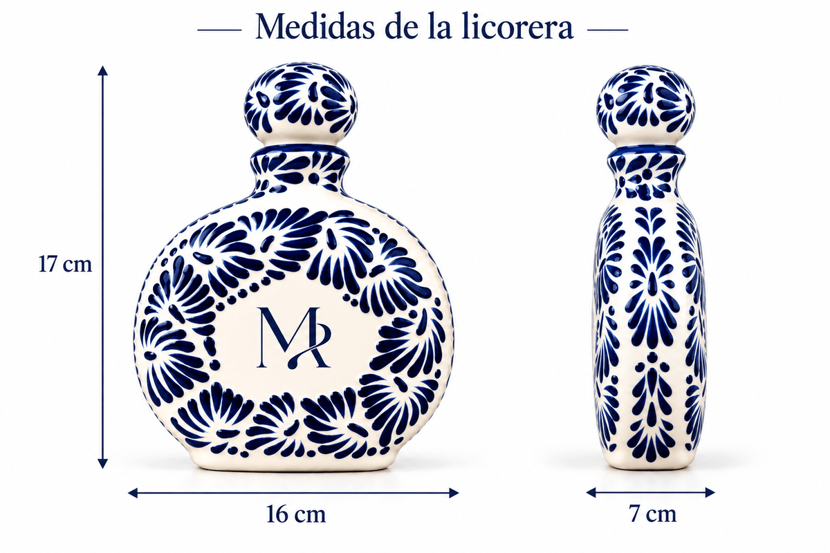 Licorera de Talavera personalizable | Caja de lujo opcional - MAREY.MX - Regalos corporativos