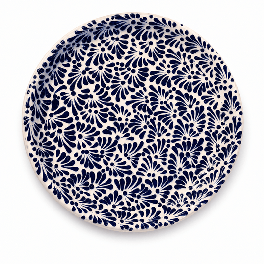 Plato de Cerámica de Talavera Poblana Azul | Cerámica Artesanal Pintada a Mano - MAREY - Plato