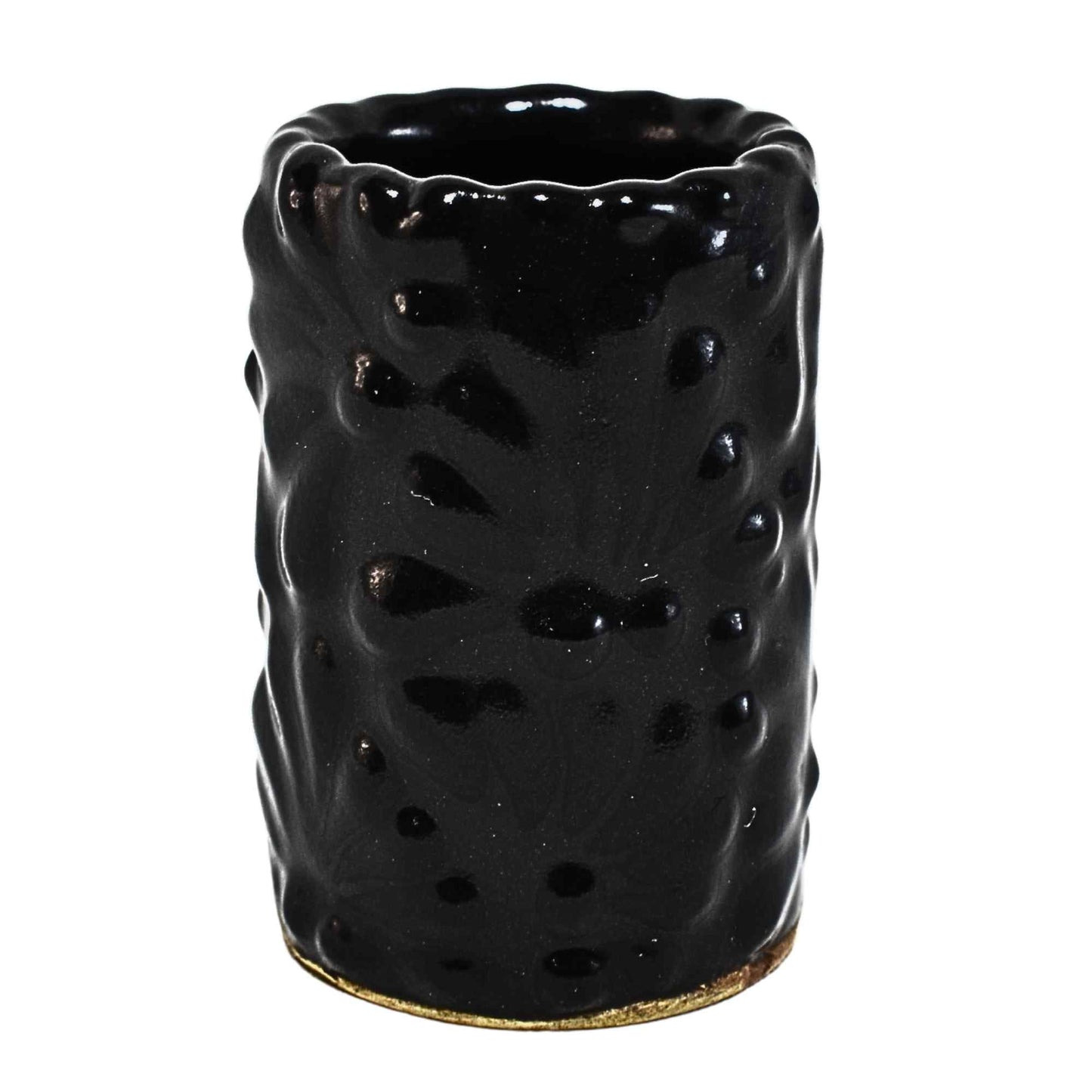 Tequileros de Cerámica de Talavera 100% Artesanal (Negro, 2 Oz.) - MAREY - Vaso Tequilero