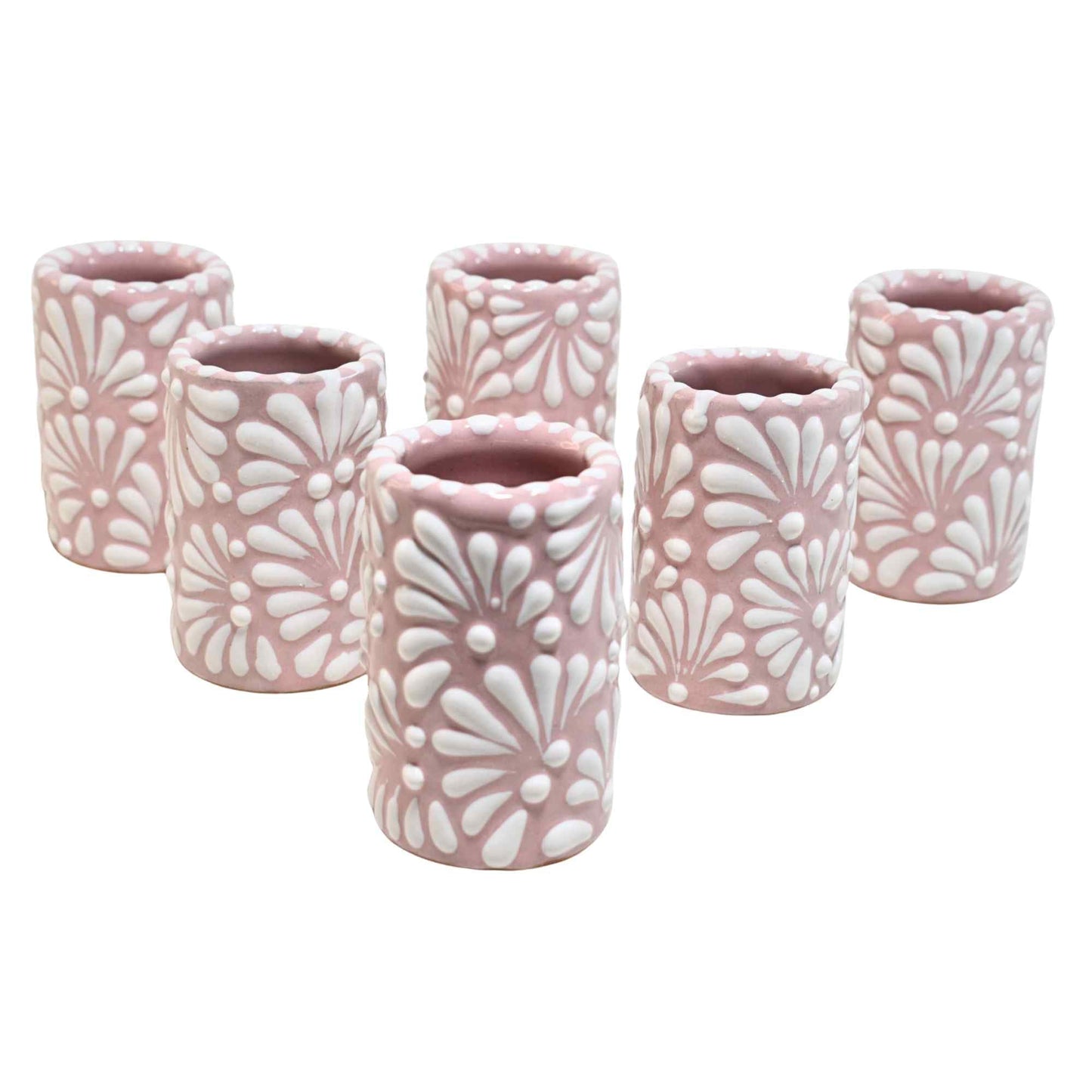 Vasos Tequileros | Cerámica de Talavera | (Rosa, 2 Oz.) - MAREY - Vaso Tequilero