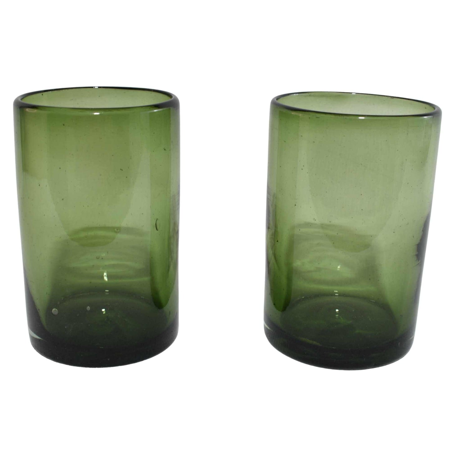 Vasos Vidrio Soplado | Set de 6 Piezas | Hechos Artesanalmente en México | (Verde Sólido, Agua 16 Oz.) - MAREY - 