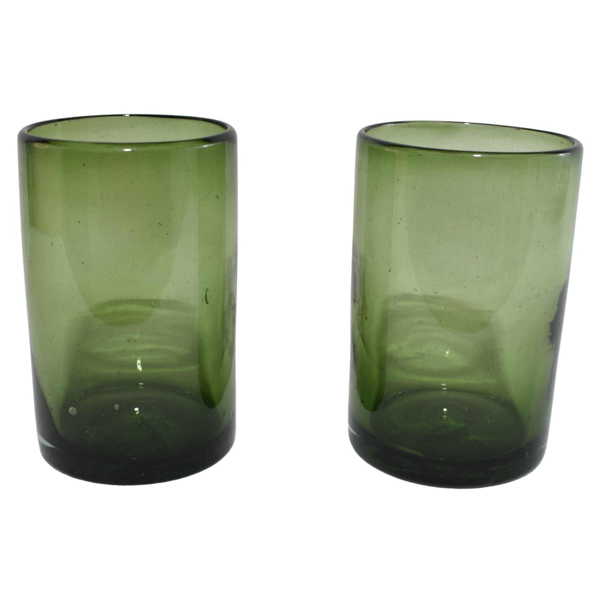 Vasos Vidrio Soplado | Set de 6 Piezas | Hechos Artesanalmente en México | (Verde Sólido, Agua 16 Oz.) - MAREY - 