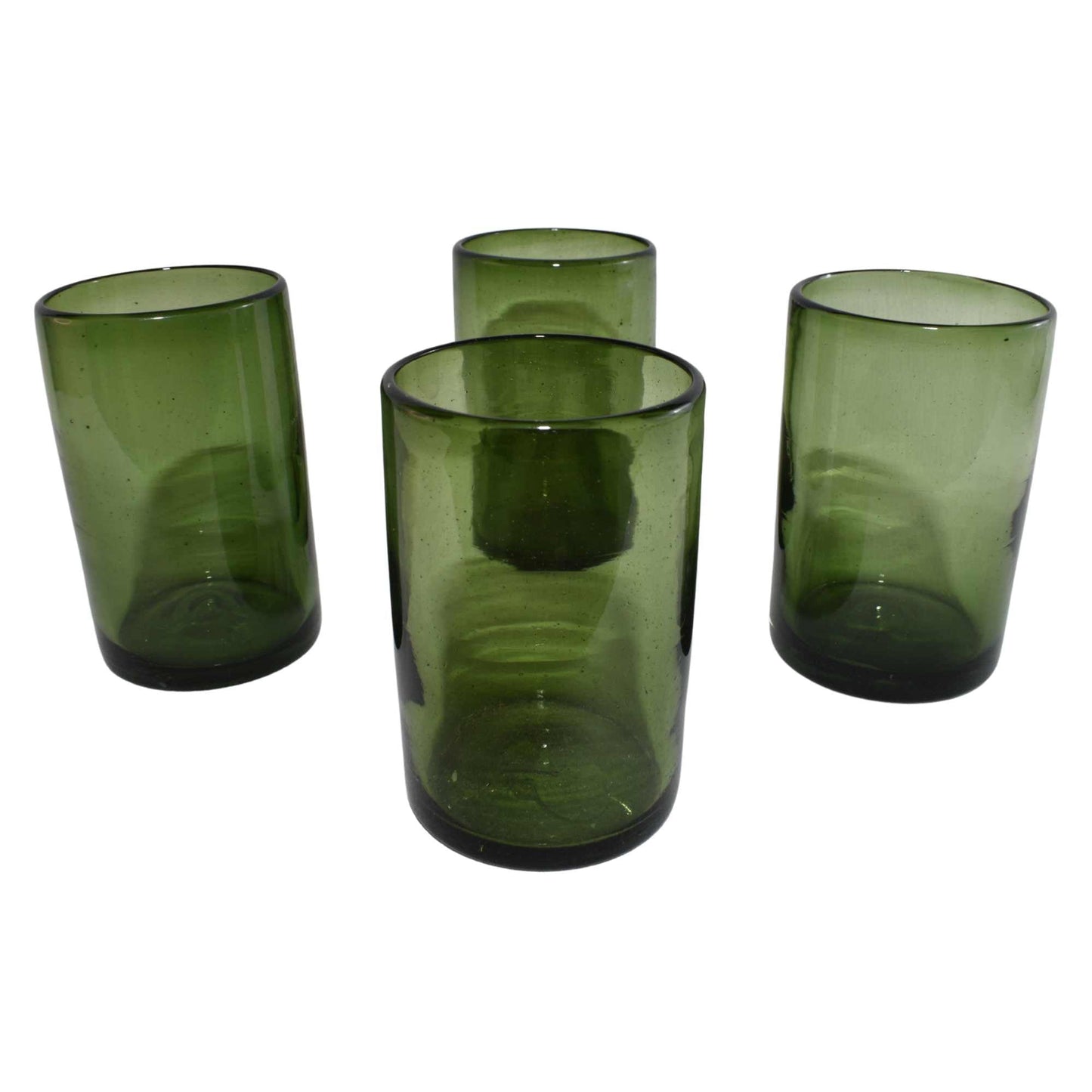 Vasos Vidrio Soplado | Set de 6 Piezas | Hechos Artesanalmente en México | (Verde Sólido, Agua 16 Oz.) - MAREY - 