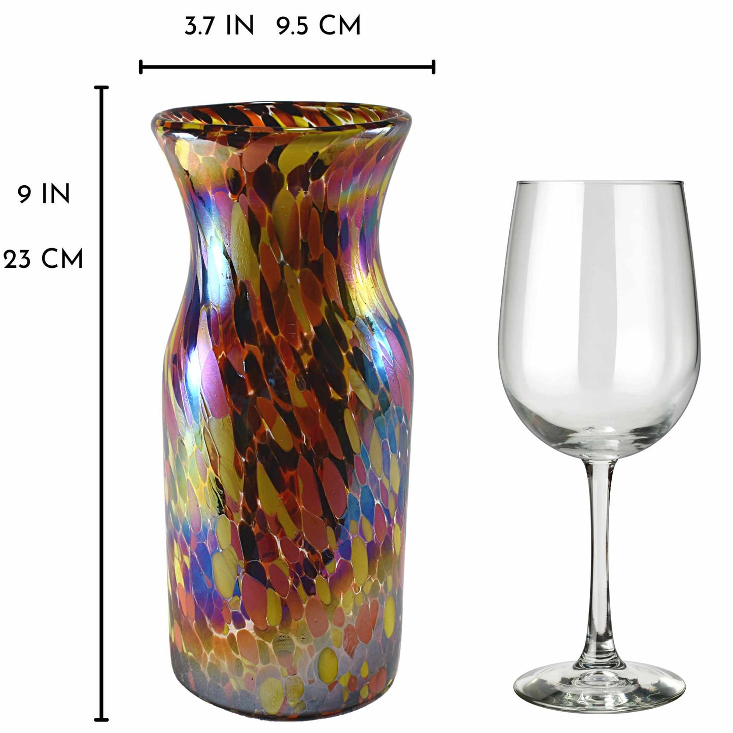 Botella de Vidrio Artesanal | Carafe | Jarra de Buró o Escritorio | Decantador | (Confetti Monarca, 1 Lt.) - MAREY - Decantador