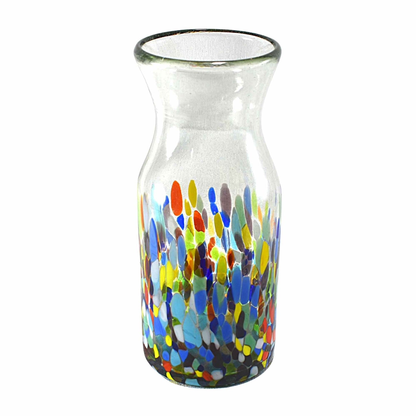 Botella de Vidrio Artesanal | Carafe | Jarra de Buro o Escritorio | Decantador | (Confetti Multicolor, 1 Lt.) - MAREY -