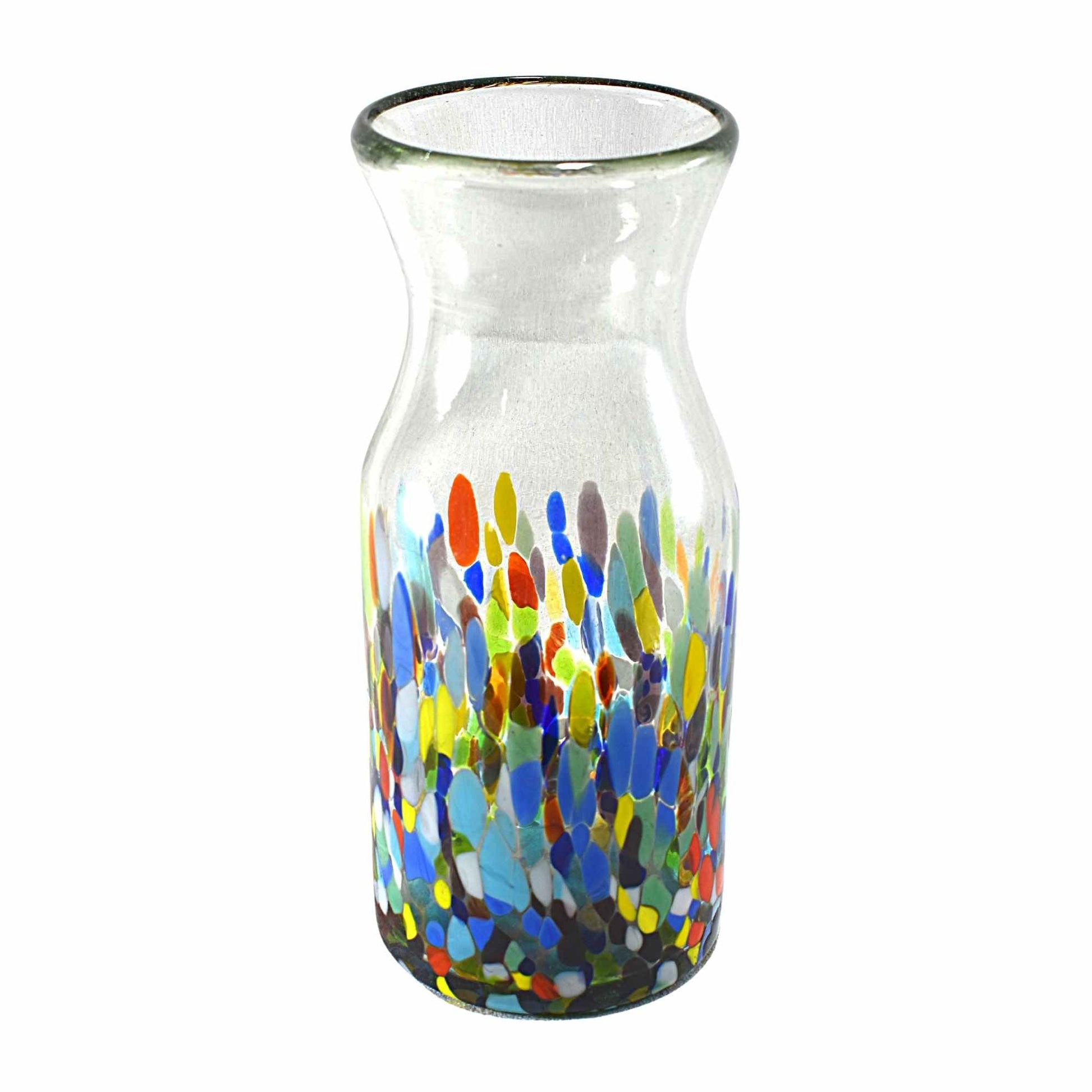 Botella de Vidrio Artesanal | Carafe | Jarra de Buro o Escritorio | Decantador | (Confetti Multicolor, 1 Lt.) - MAREY -