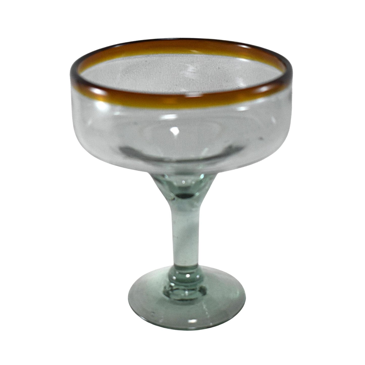 Copas Margarita | Set de 6 Piezas | | Vidrio Soplado | Artesanal (Filo Ámbar, 12 Fl. Oz.) - MAREY -