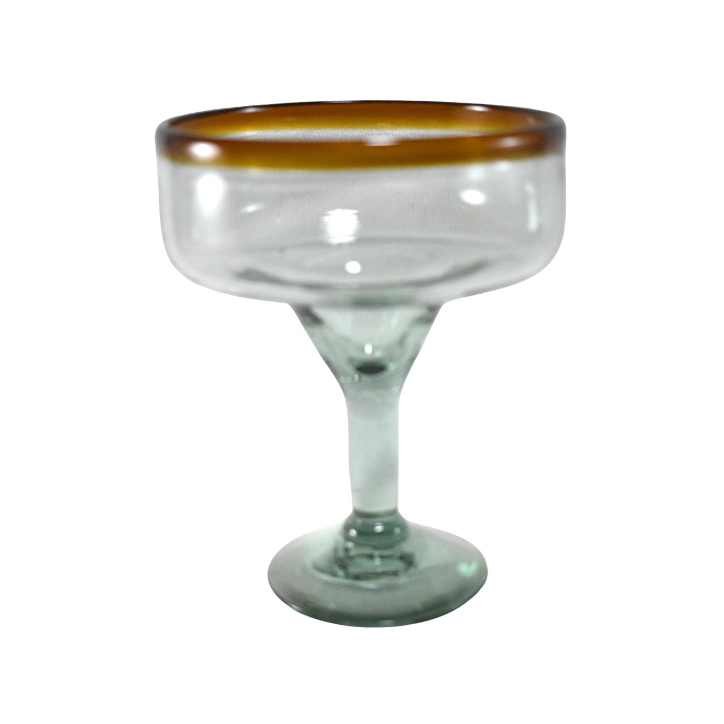Copas Margarita | Set de 6 Piezas | | Vidrio Soplado | Artesanal (Filo Ámbar, 12 Fl. Oz.) - MAREY -