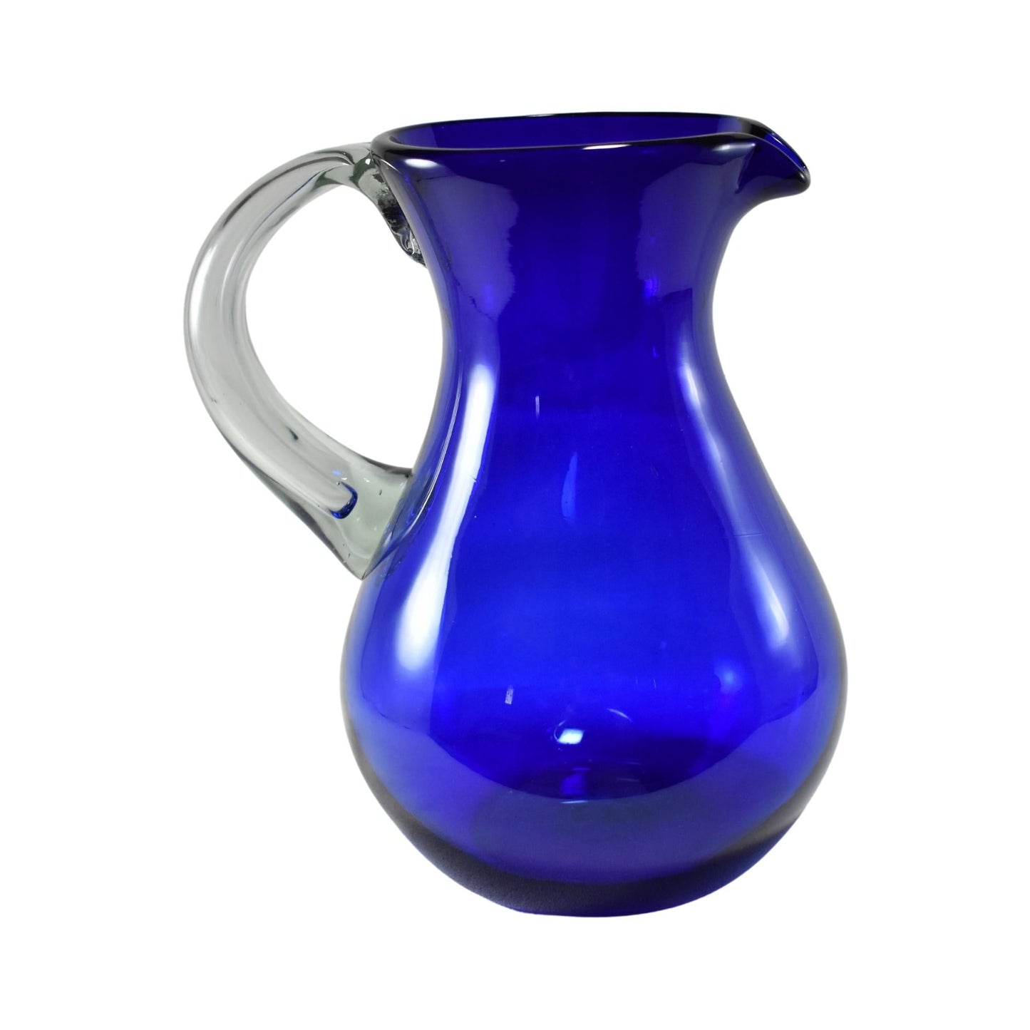 Jarra Pera para Agua de Vidrio Soplado Artesanalmente En México (Azul Cobalto, 2 Lt.) (Asa Natural) - MAREY -