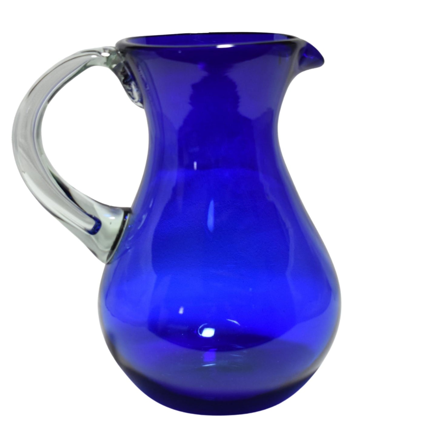 Jarra Pera para Agua de Vidrio Soplado Artesanalmente En México (Azul Cobalto, 2 Lt.) (Asa Natural) - MAREY -