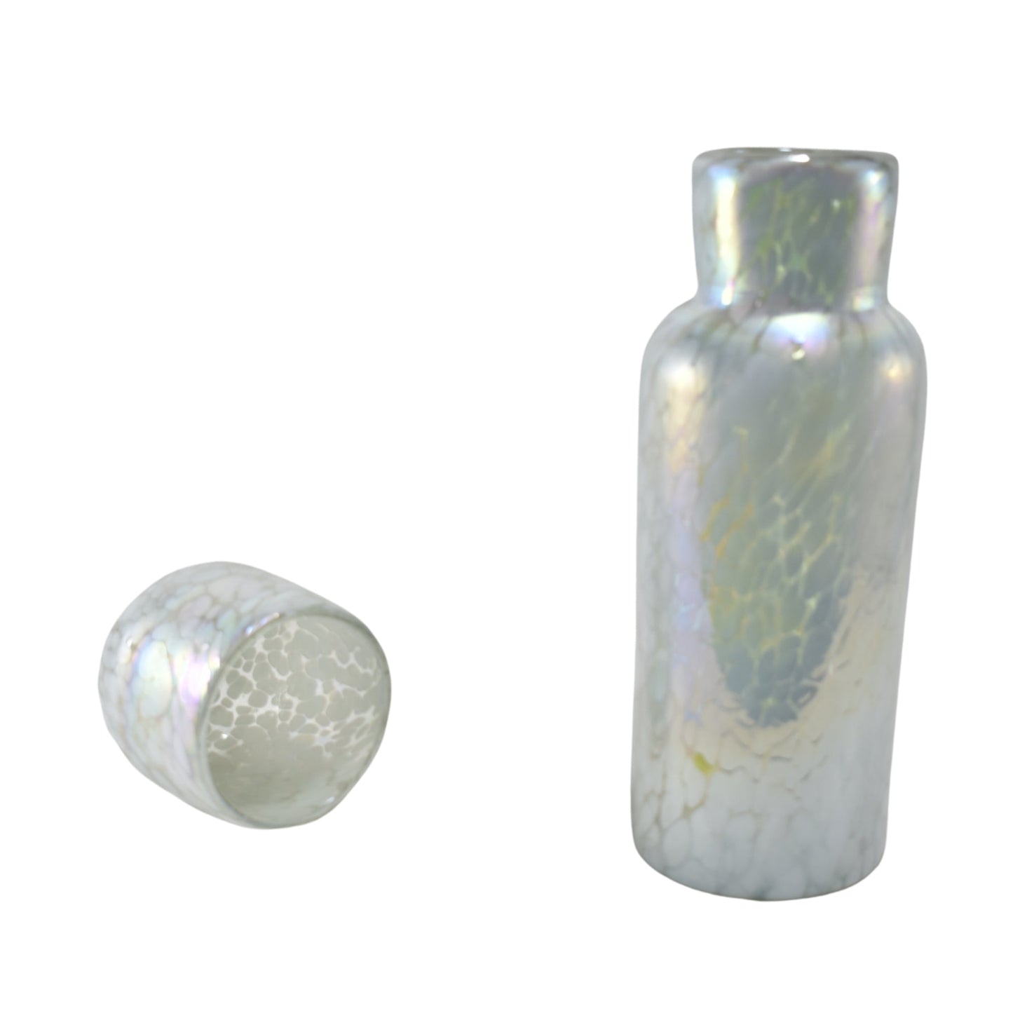 Set Jarra & Vaso | Carafe | Botella Polka | Jarra de Noche | Vidrio Soplado Artesanalmente en México | (Pearly, 1 Lt.) - MAREY - Water Bottle
