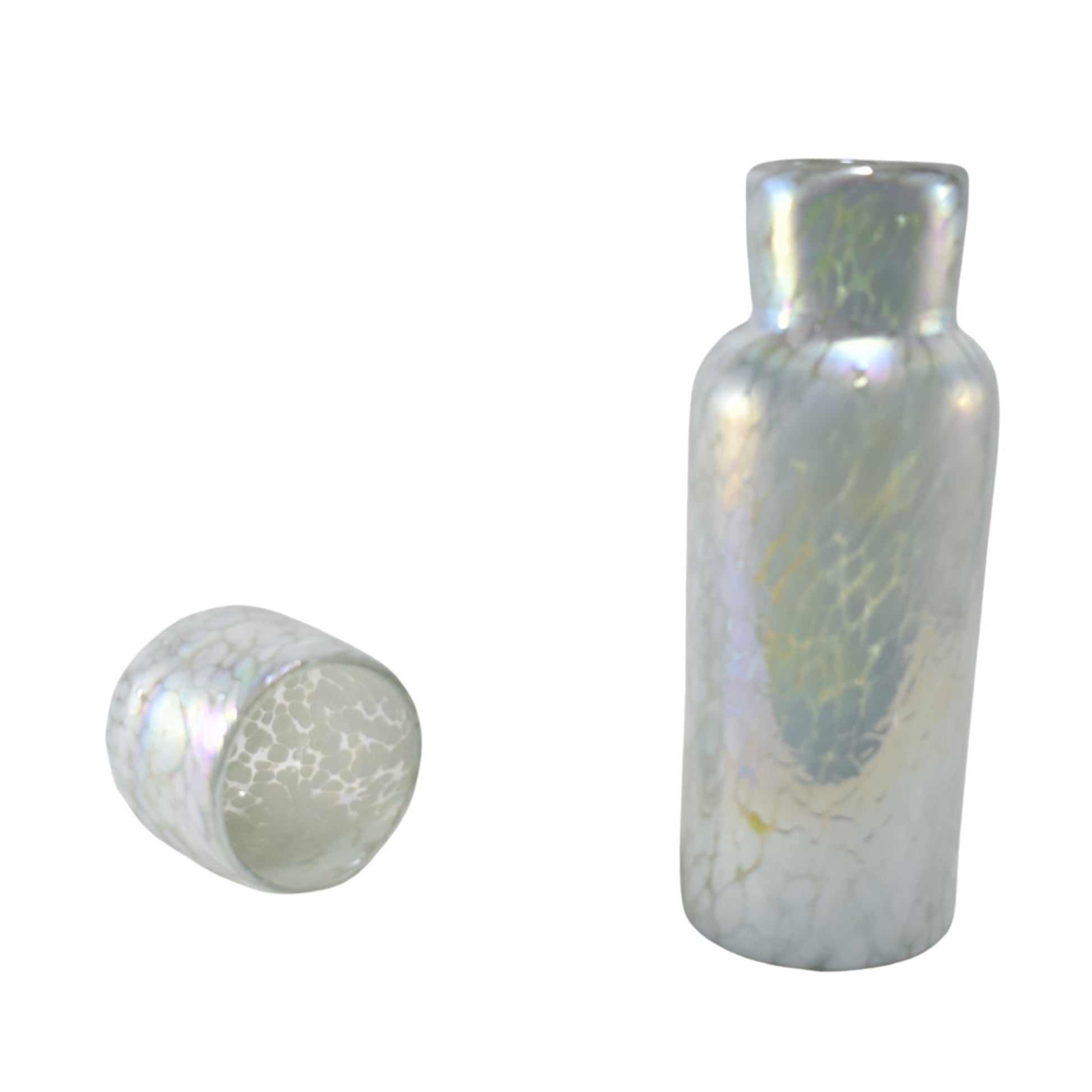 Set Jarra & Vaso | Carafe | Botella Polka | Jarra de Noche | Vidrio Soplado Artesanalmente en México | (Pearly, 1 Lt.) - MAREY - Water Bottle