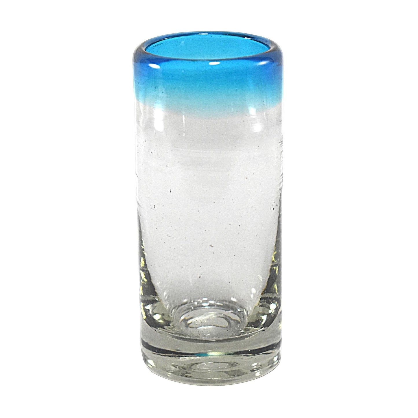 Vasos Tequileros | Vidrio Soplado Artesanalmente en México | Set de 6 Piezas | (Filo Aqua, 2 Oz.) - MAREY -