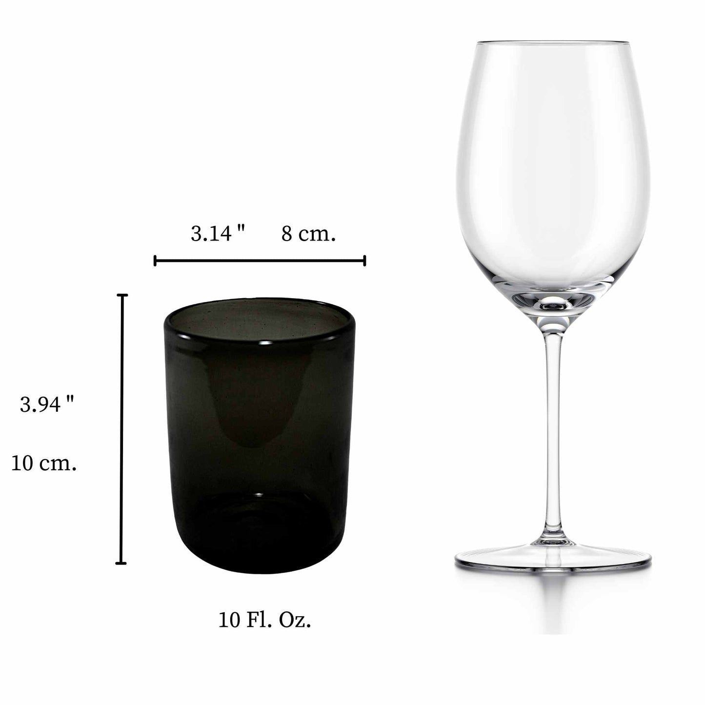 Vasos Vidrio Soplado Para Agua | Hechos Artesanalmente en México | (Humo, Agua 10 Oz.) - MAREY - Glasses