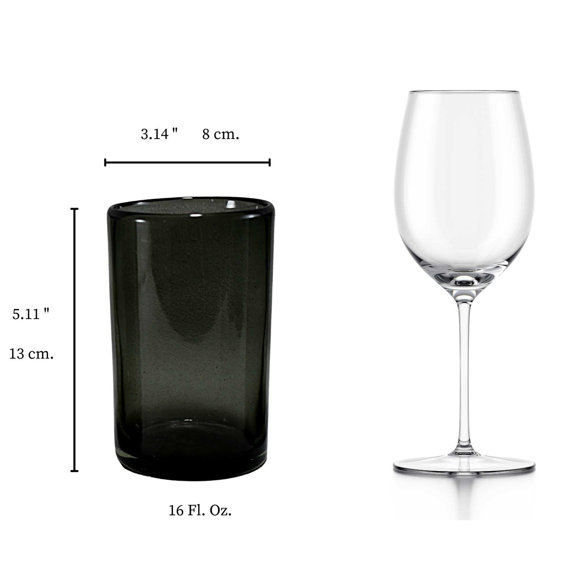 Vasos Vidrio Soplado Para Agua | Hechos Artesanalmente en México | (Humo, Agua 16 Oz.) - MAREY - Glasses