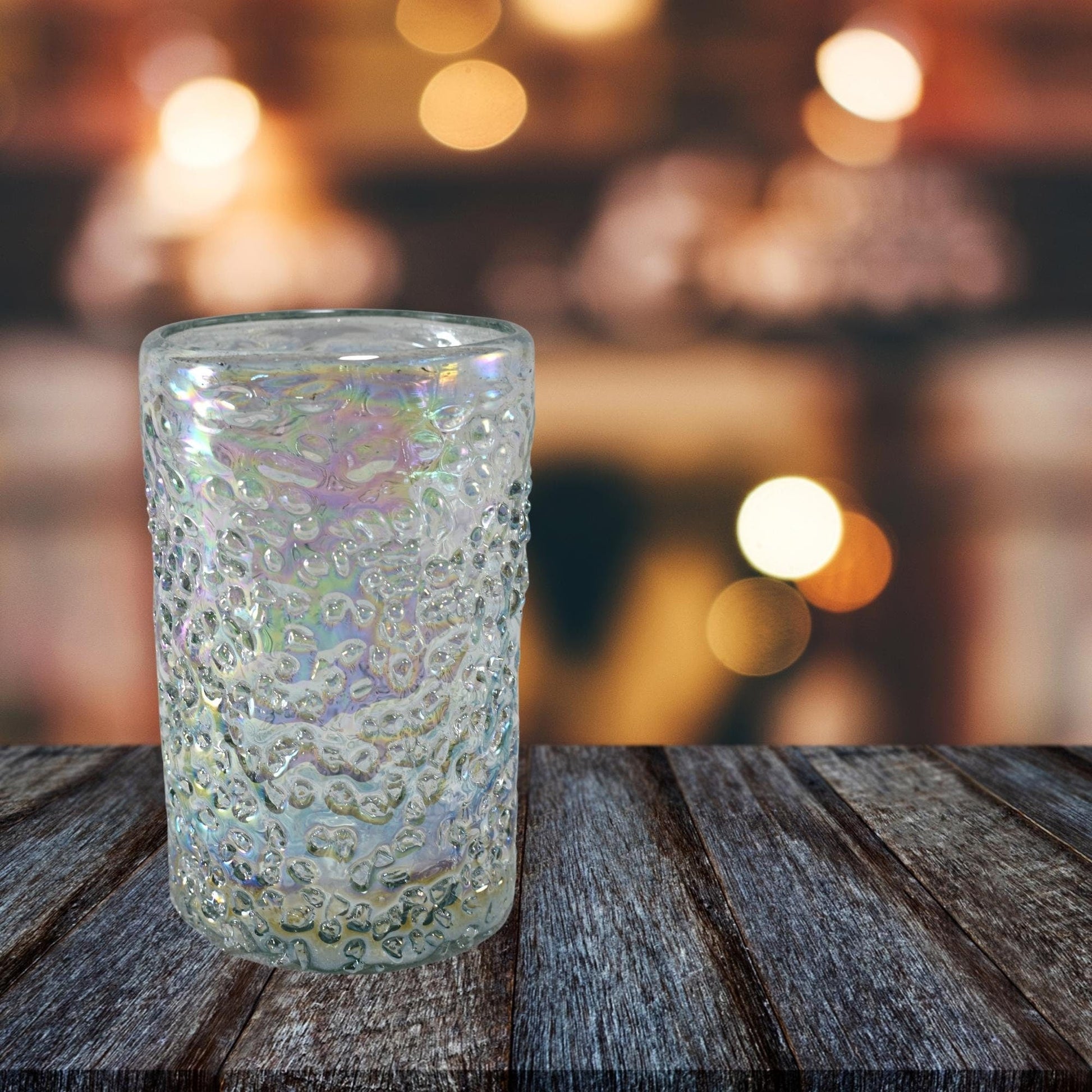 Vasos Vidrio Soplado Para Agua | Set de 6 Piezas | Hechos Artesanalmente en México | Vidrio Reciclado | Artesanal | (Granizo Pearly, 16 Oz.) - MAREY -