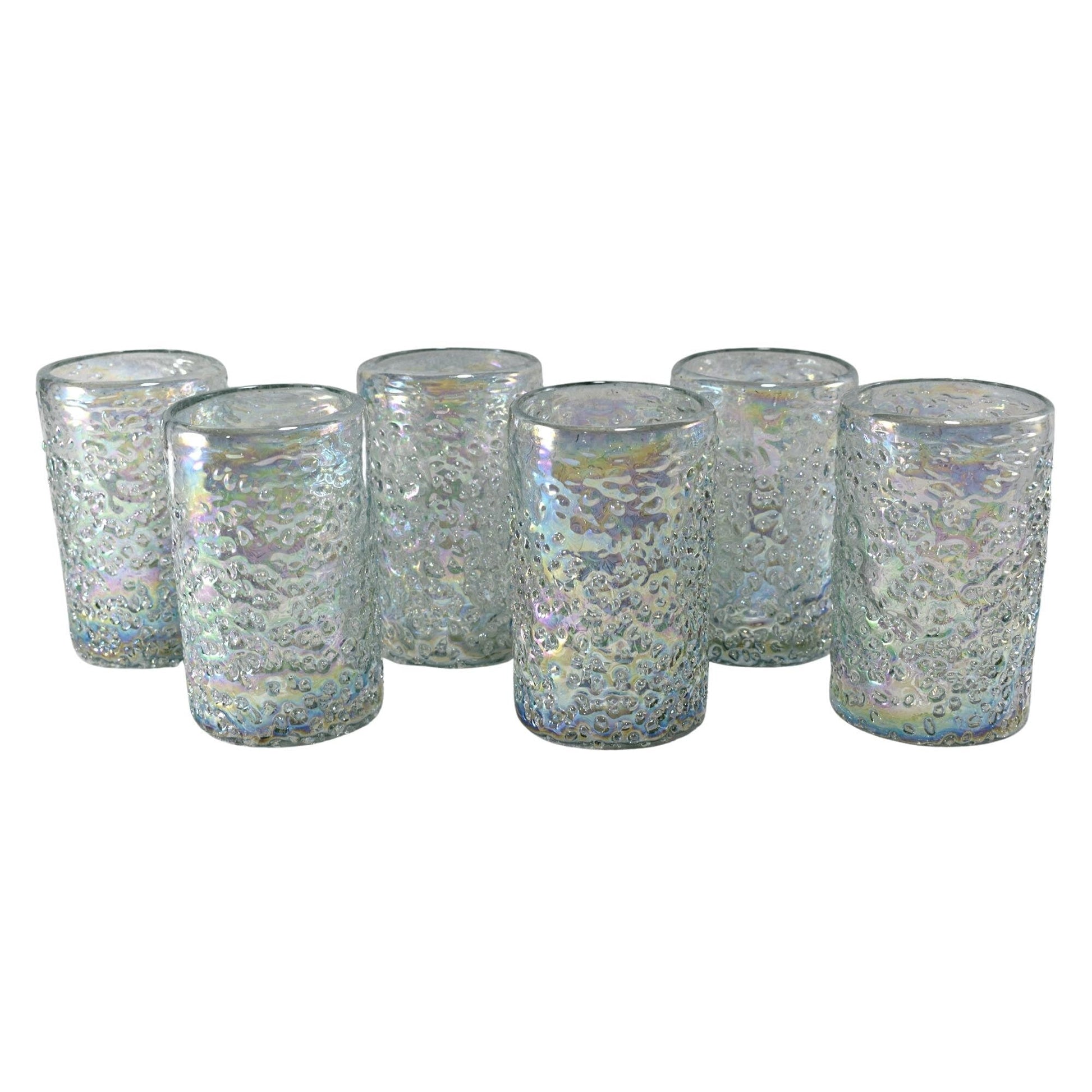 Vasos Vidrio Soplado Para Agua | Set de 6 Piezas | Hechos Artesanalmente en México | Vidrio Reciclado | Artesanal | (Granizo Pearly, 16 Oz.) - MAREY -