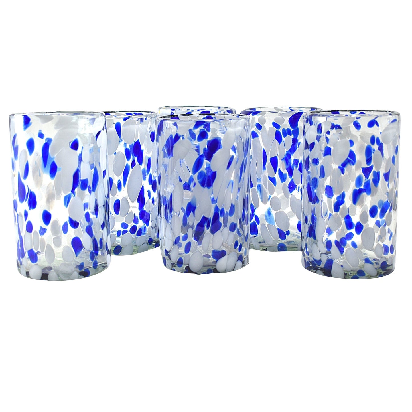 Vasos Vidrio Soplado | Set de 6 Piezas | Hechos Artesanalmente en México | (Confetti Invierno, Agua 16 Oz.) - MAREY -