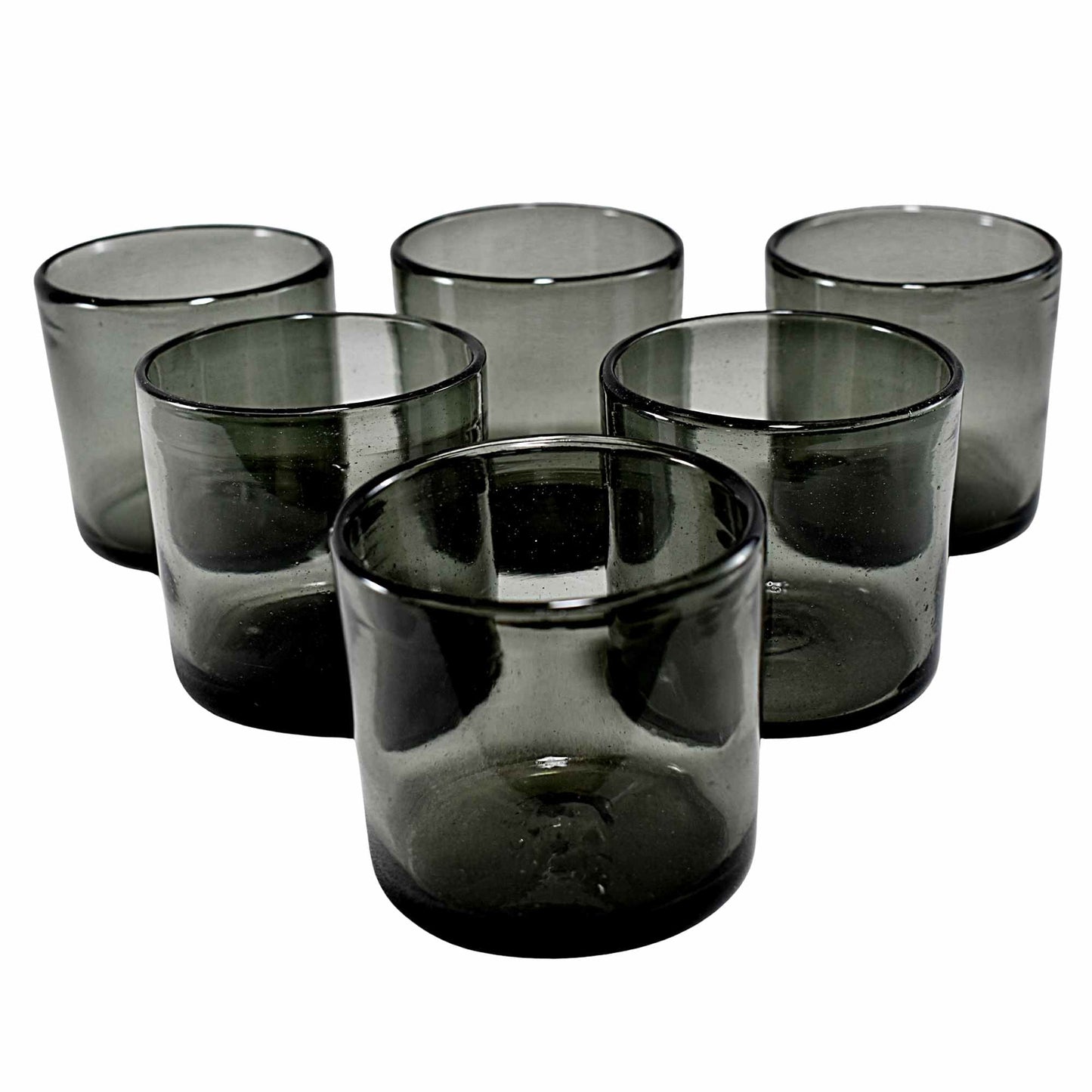 Vasos Vidrio Soplado | Set de 6 Piezas | Hechos Artesanalmente en México | Old Fashioned (Humo, 8 Oz.) - MAREY -