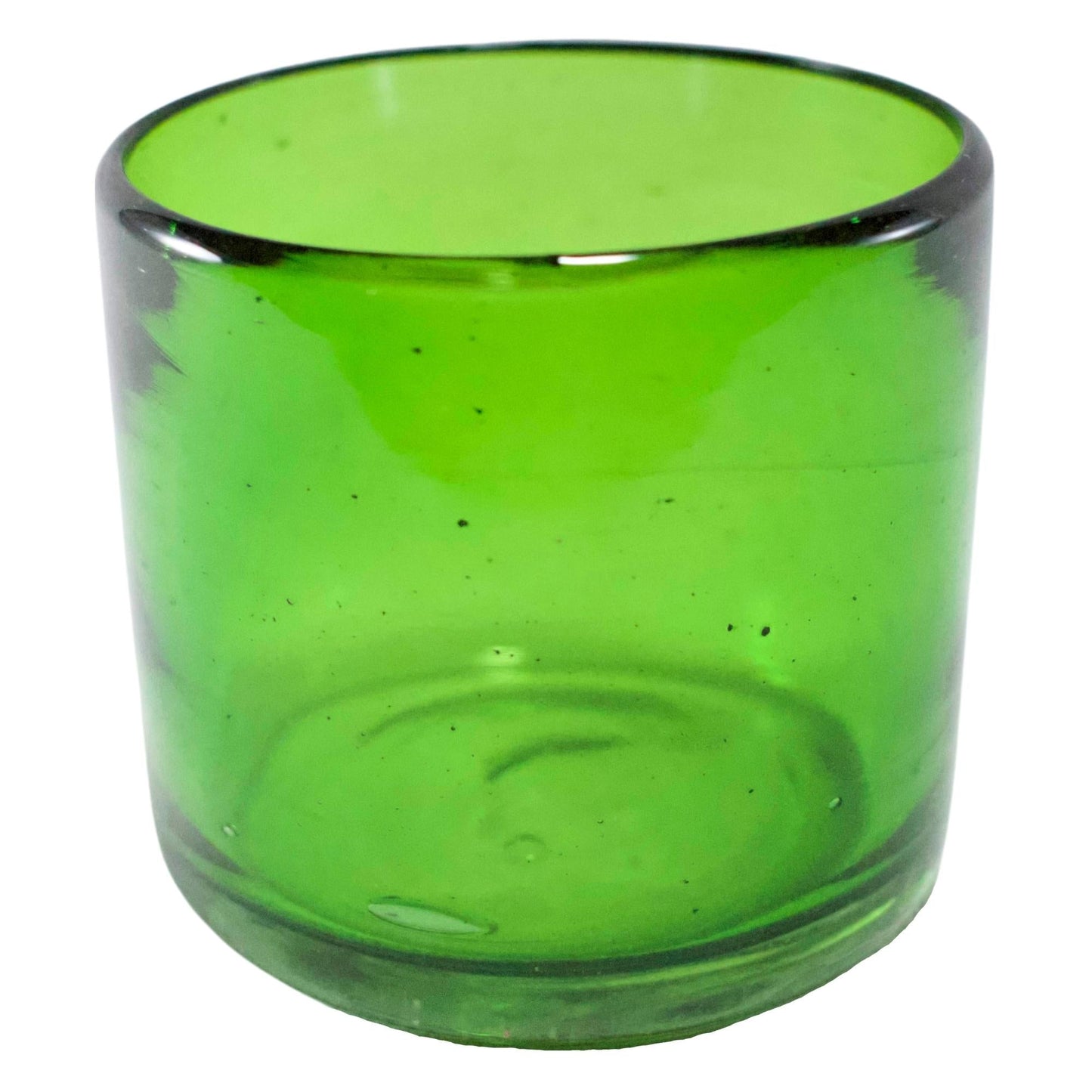 Vasos Vidrio Soplado | Set de 6 Piezas | Hechos Artesanalmente en México | (Verde Sólido, Old Fashioned 8 Oz.) - MAREY -